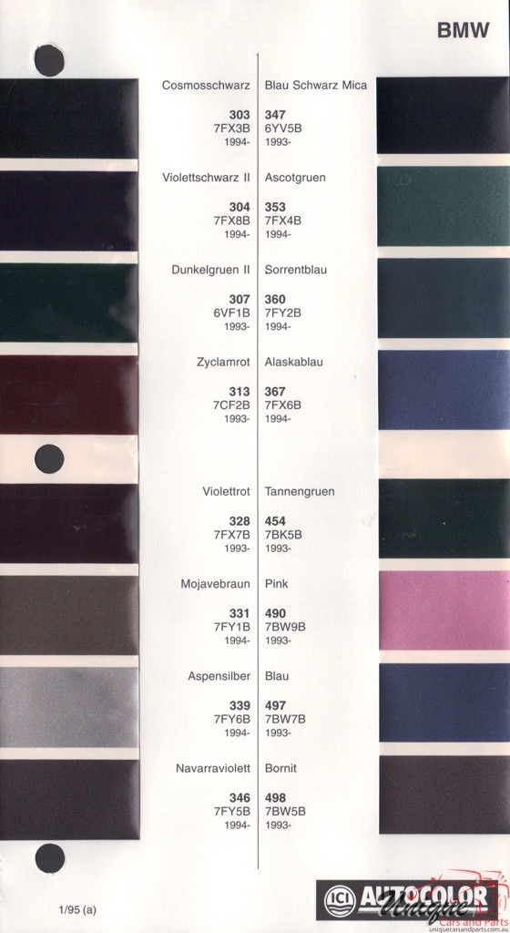 1993-1994 BMW Paint Charts Autocolor 1
